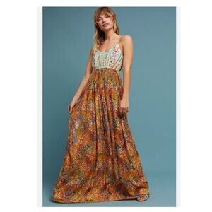 Raga Parkland Maxi Dress Anthropologie Bohemian Festival Spaghetti Straps XS